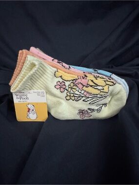 Winnie the Pooh Floral Low-Cut Socks - Pastel Yellow, Pink, Blue 🧸🍯 5pair